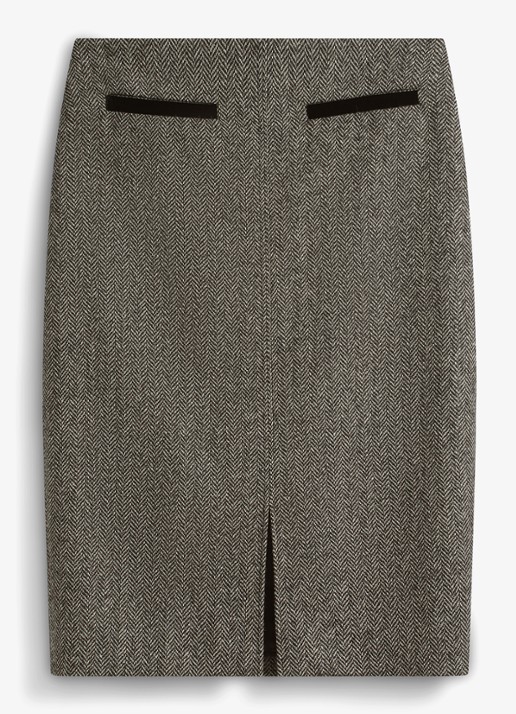 Hobbs Delphine midi rok met split - voorkant grijs