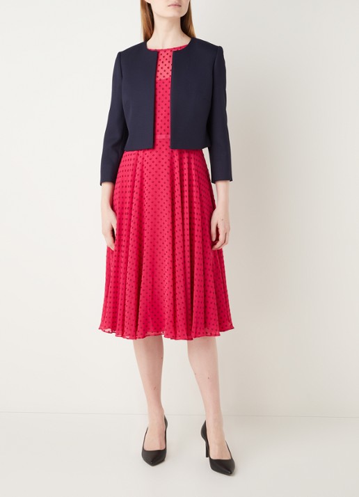 Hobbs Elize cropped blazer met structuur - voorkant 2 donkerblauw