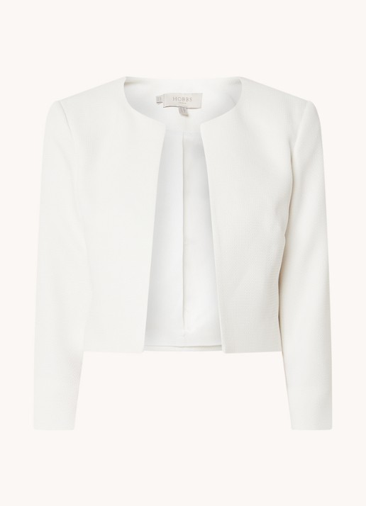 Hobbs Elize cropped blazer met structuur - voorkant 2 wit