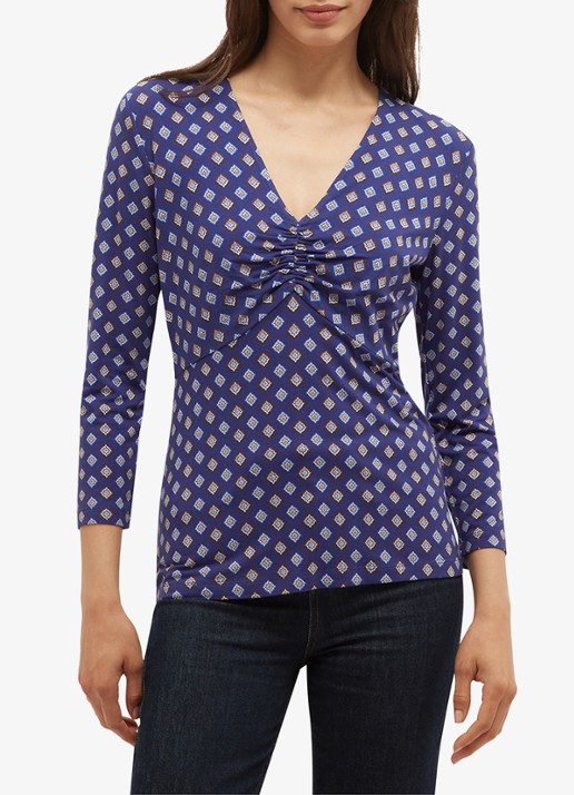 Hobbs Essie top met print - voorkant 2 blauw