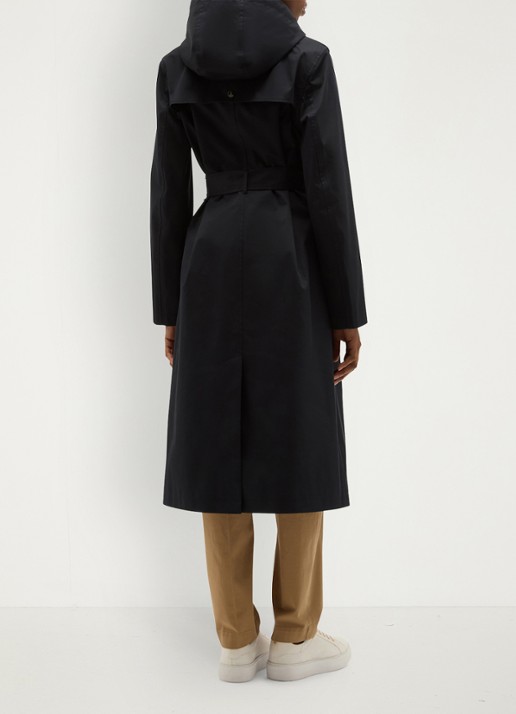 Hobbs Felicia regenjas met capuchon en steekzakken - achterkant 3 donkerblauw