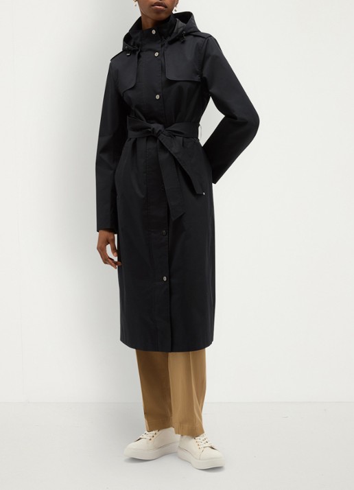 Hobbs Felicia regenjas met capuchon en steekzakken - voorkant 2 donkerblauw