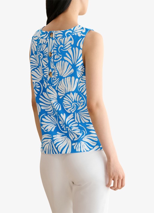 Hobbs Fern top met print - achterkant blauw