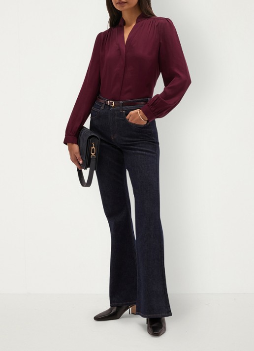 Hobbs Gwen blouse met opstaande kraag - voorkant 2 paars
