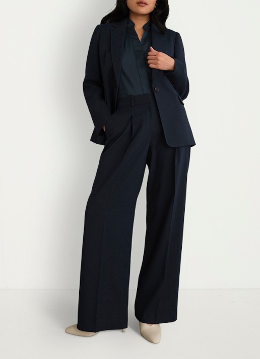 Hobbs Gwen blouse  met pofmouw - voorkant 3 donkerblauw