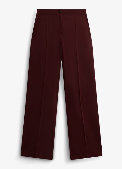 Hobbs Hadley high waist wide fit pantalon met steekzakken - voorkant 4 aubergine
