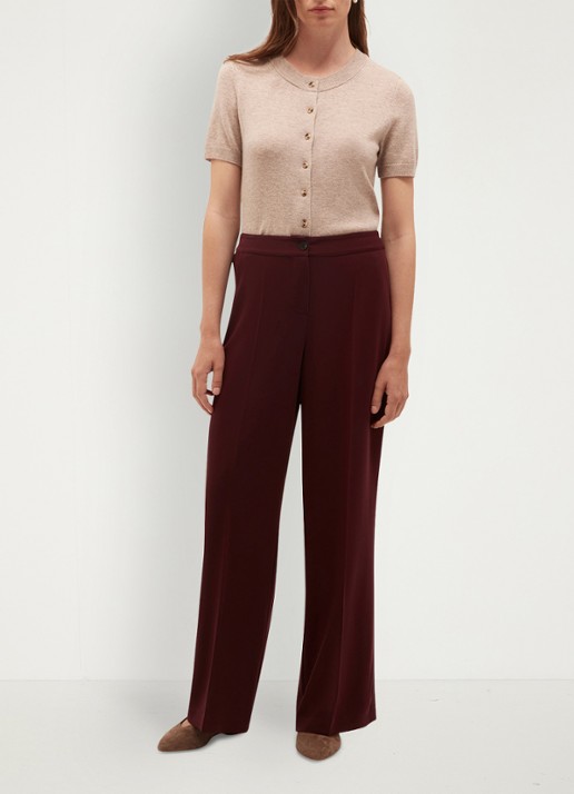 Hobbs Hadley high waist wide fit pantalon met steekzakken - voorkant 5 aubergine
