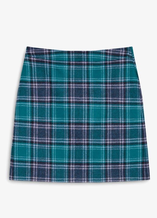 Hobbs Henley mini rok van wol met ruit dessin - voorkant 4 blauw