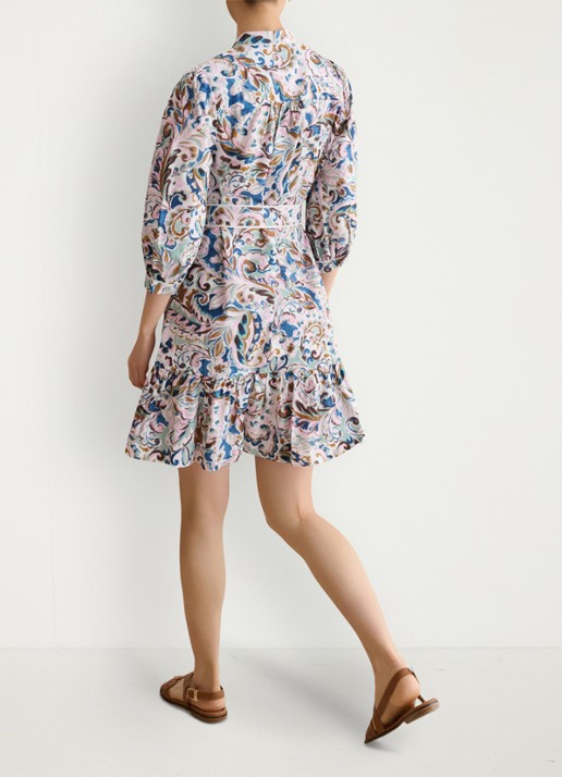 Hobbs Hope mini jurk met strikceintuur en print - achterkant donkerblauw
