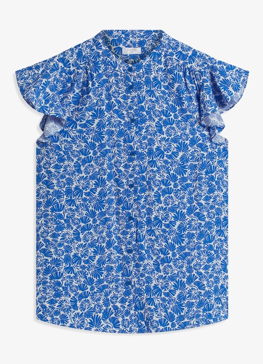 Hobbs Huda blouse met vlindermouw - voorkant 4 blauw