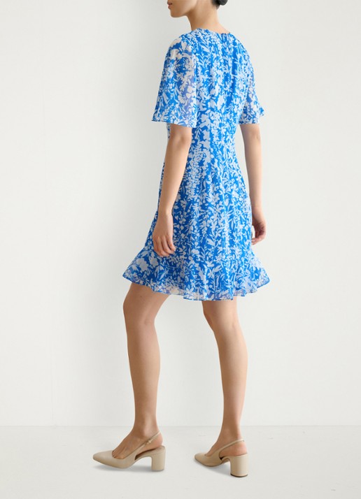 Hobbs Iona mini jurk met bloemenprint - achterkant 2 blauw