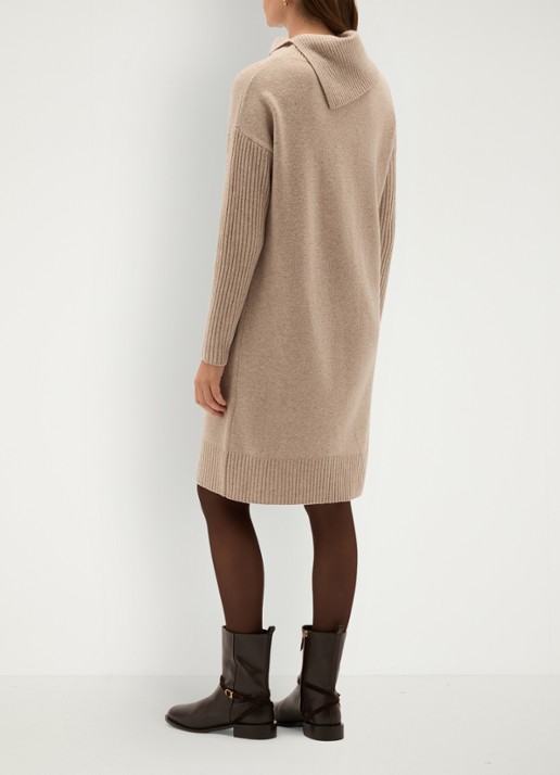 Hobbs Irene midi trui-jurk in wolblend - achterkant 4 beige