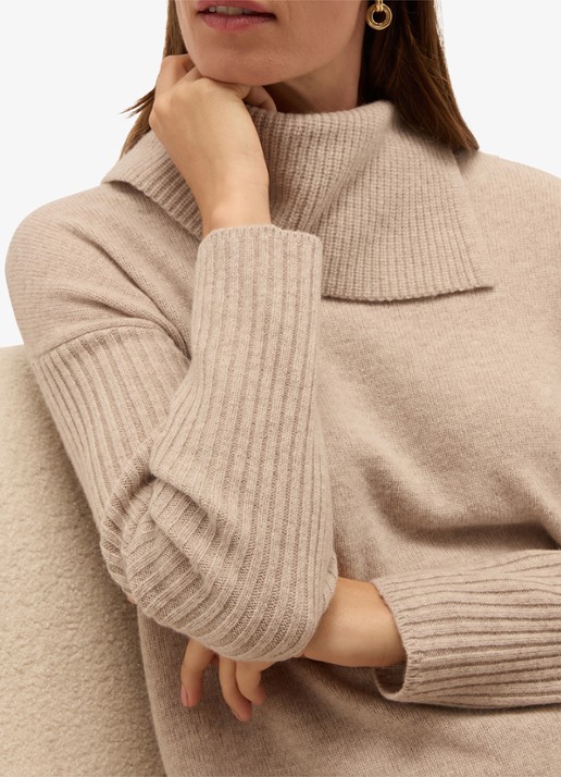Hobbs Irene midi trui-jurk in wolblend - detail 3 beige