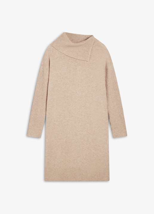 Hobbs Irene midi trui-jurk in wolblend - voorkant 5 beige
