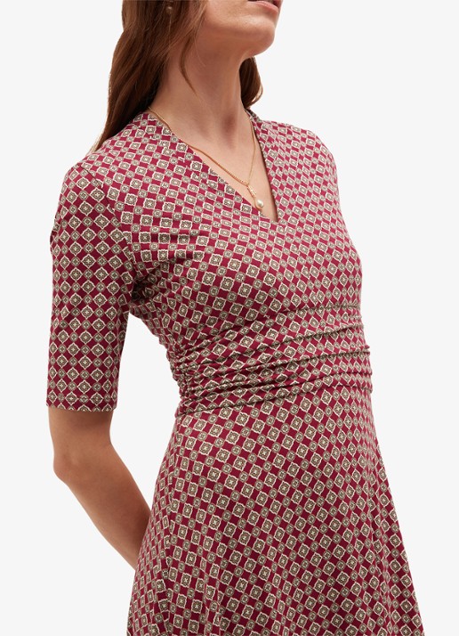 Hobbs Jaci midi jurk met grafische print - detail 2 rood