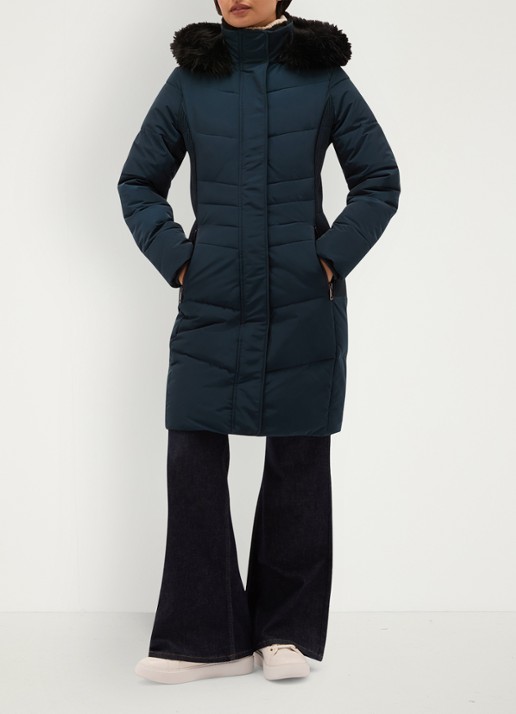 Hobbs Jaymie pufferjas met afneembare capuchon - voorkant 6 blauw