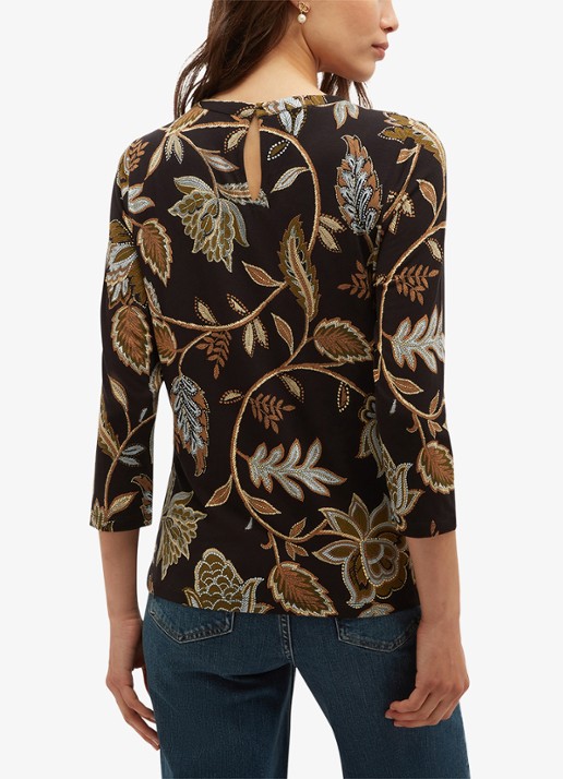 Hobbs Julia top met bloemenprint - achterkant 5 donkerblauw