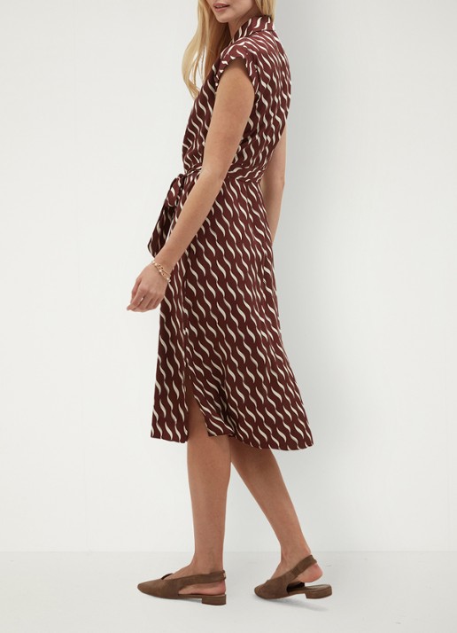 Hobbs Kalinda midi jurk met grafische print - achterkant bruin