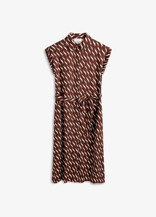 Hobbs Kalinda midi jurk met grafische print - voorkant 2 bruin