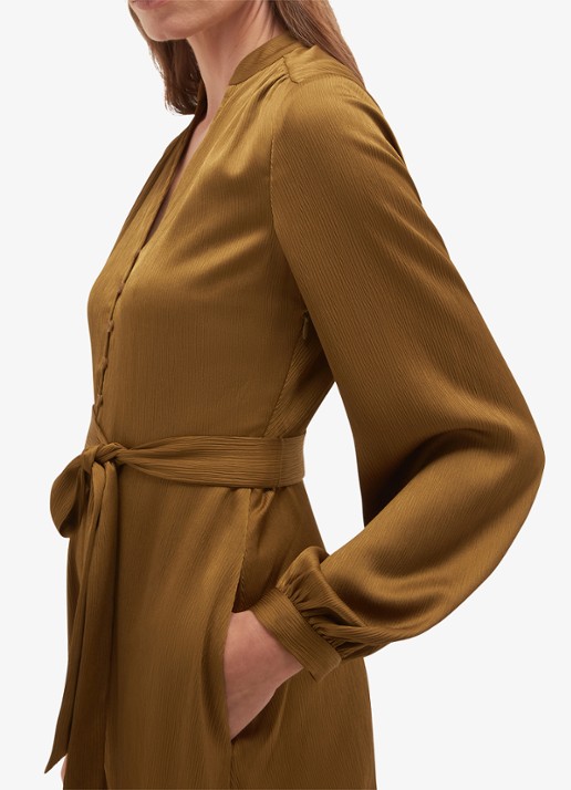 Hobbs Katia midi tuniekjurk met strikceintuur - detail 2 khaki