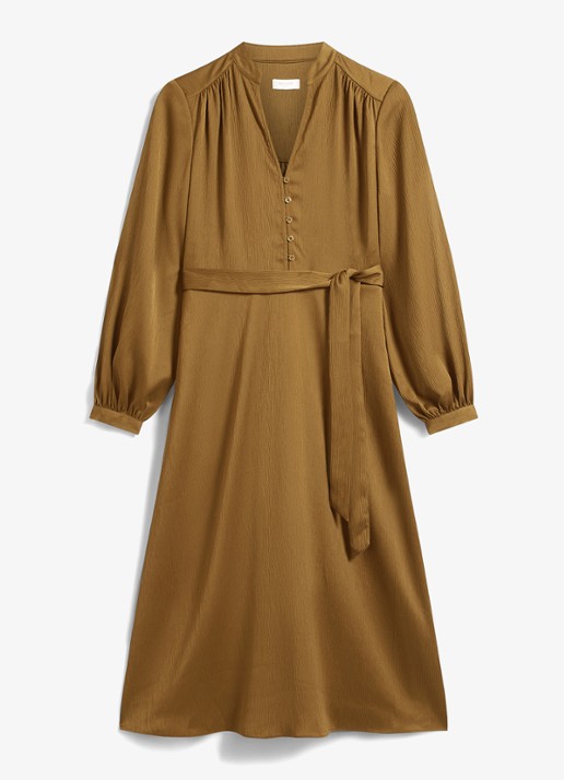 Hobbs Katia midi tuniekjurk met strikceintuur - voorkant 4 khaki