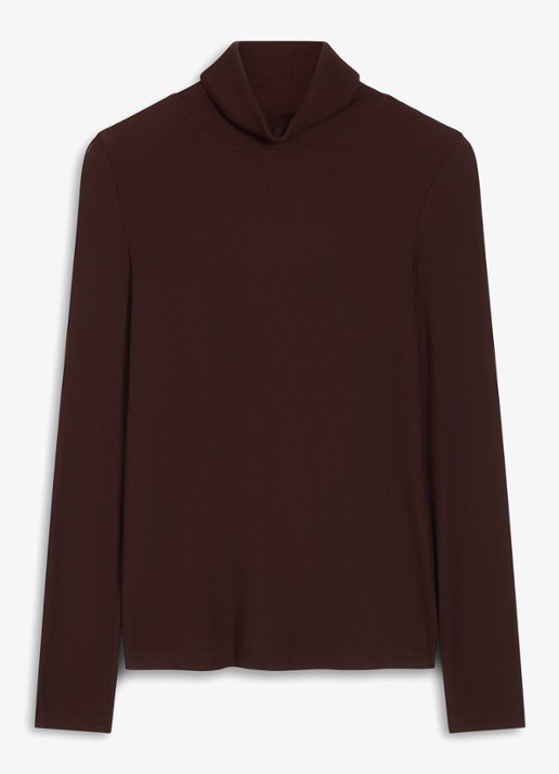Hobbs Kiera longsleeve met col - voorkant 4 bruin
