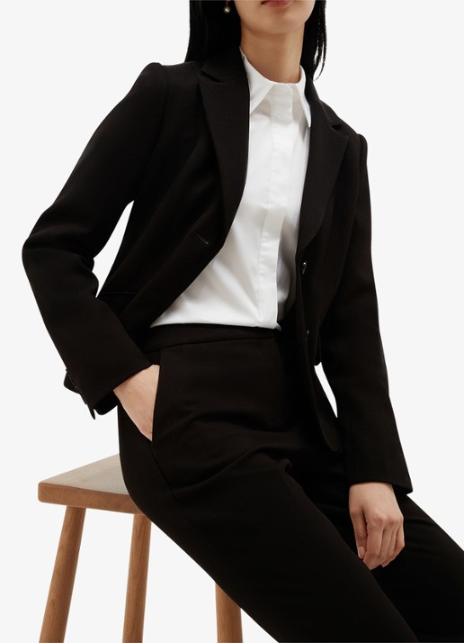 Hobbs Lea high waist slim fit pantalon met steekzakken - detail 3 zwart