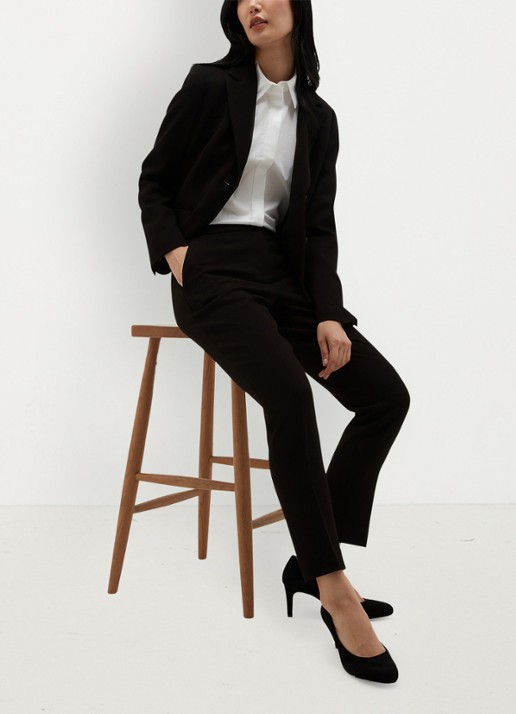 Hobbs Lea high waist slim fit pantalon met steekzakken - voorkant 5 zwart