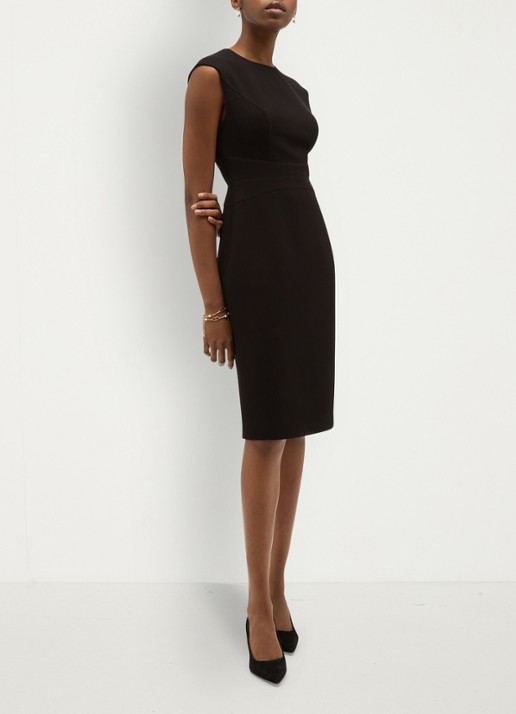 Hobbs Lea midi jurk met split - voorkant 2 zwart