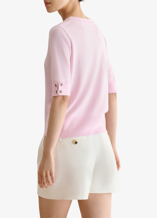 Hobbs Leanne fijngebreide top in wolblend - achterkant 2 roze