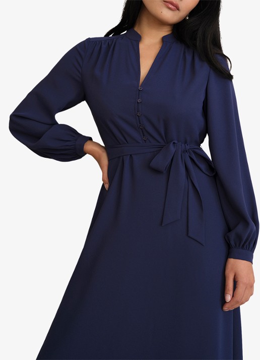 Hobbs Lettie midi jurk met strikceintuur