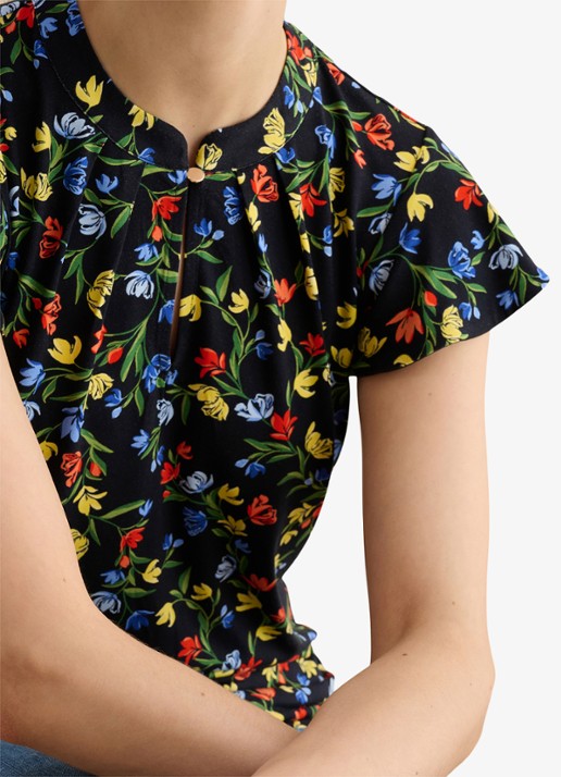 Hobbs Lila tuniek met bloemenprint - detail 4 zwart
