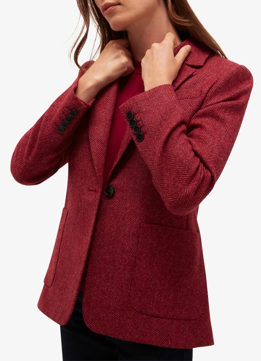 Hobbs Lilla single-breasted blazer van wol met visgraatdessin