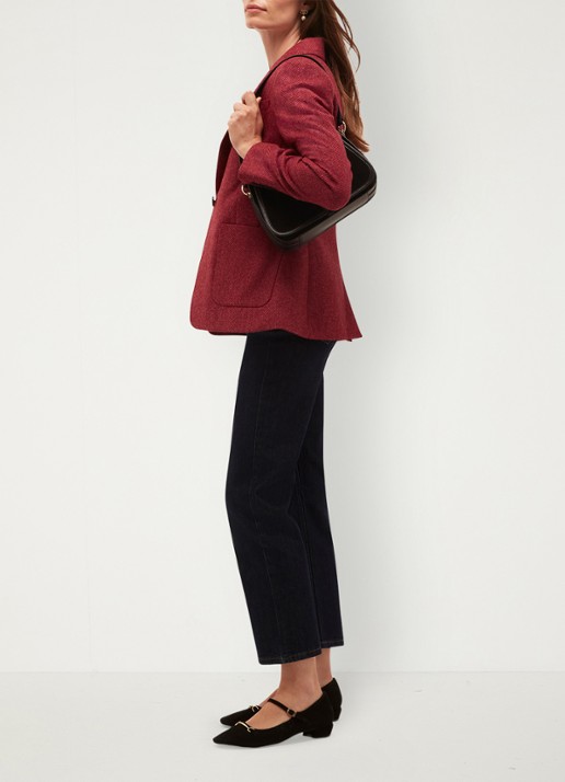 Hobbs Lilla single-breasted blazer van wol met visgraatdessin - detail 2 donkerroze