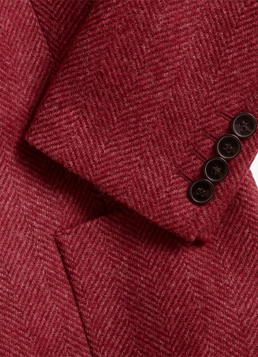 Hobbs Lilla single-breasted blazer van wol met visgraatdessin - detail 3 donkerroze