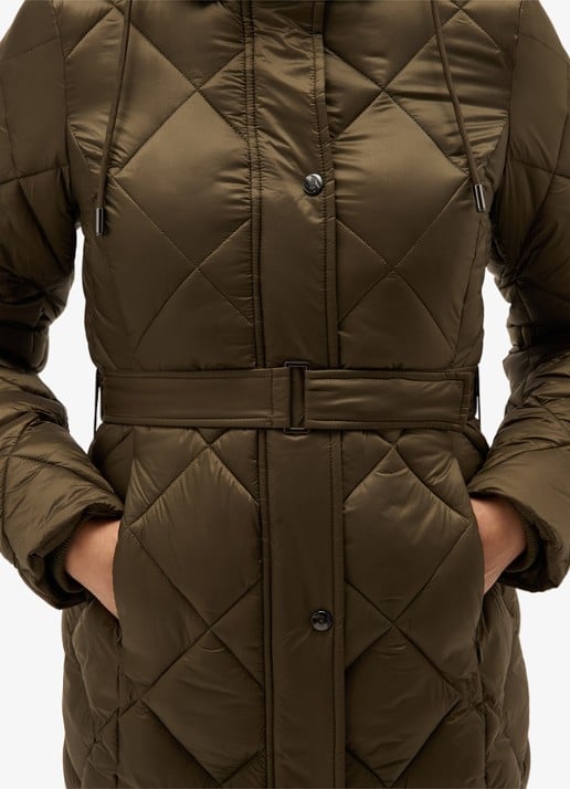 Hobbs Lumi puffer jas met waterafstotende coating en ceintuur - detail 4 olijfgroen