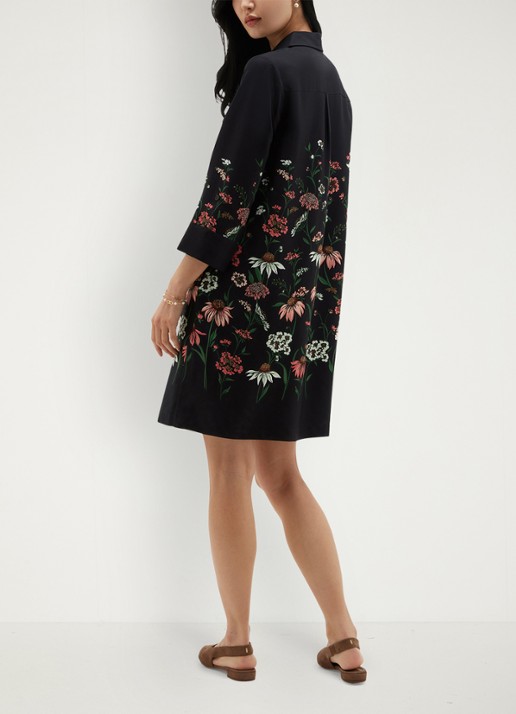 Hobbs Marci mini blousejurk met bloemenprint - achterkant 3 donkerblauw