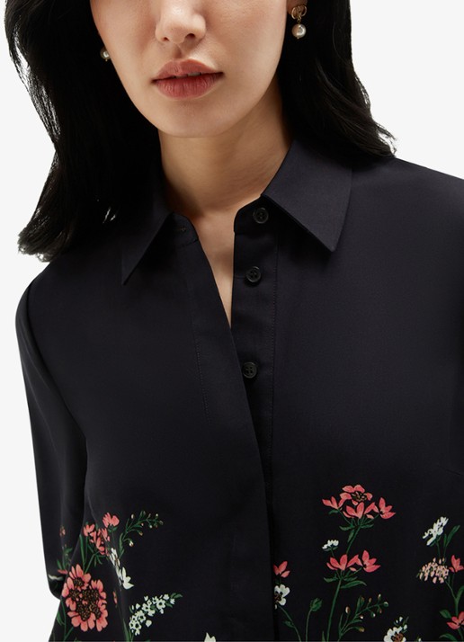 Hobbs Marci mini blousejurk met bloemenprint - detail 6 donkerblauw