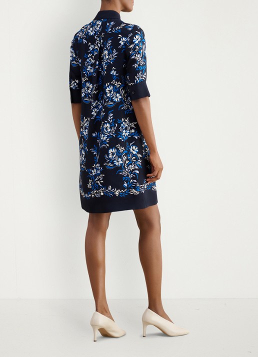 Hobbs Marciella mini tuniekjurk met bloemenprint - achterkant 6 donkerblauw