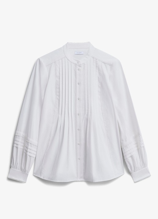 Hobbs Mariette blouse met plooien  - voorkant ivoor