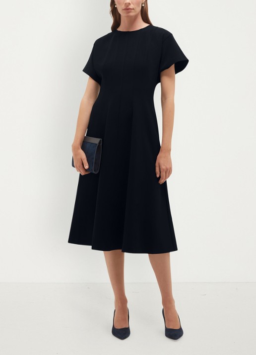 Hobbs Melina mini jurk met plooien - detail 2 donkerblauw
