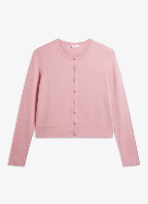 Hobbs Michelle fijngebreid vest met ronde hals - voorkant 2 roze