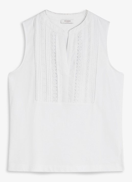 Hobbs Millie top met broderie - voorkant wit
