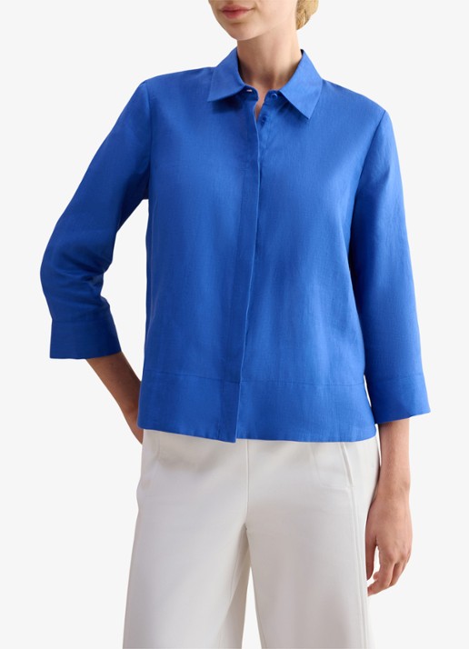 Hobbs Nita blouse van linnen - voorkant 5 blauw