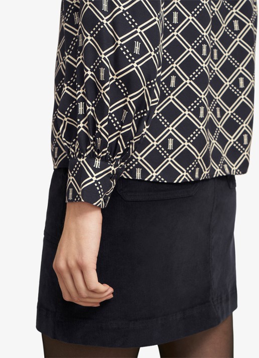 Hobbs Paulina blouse met grafische print  - detail 4 donkerblauw