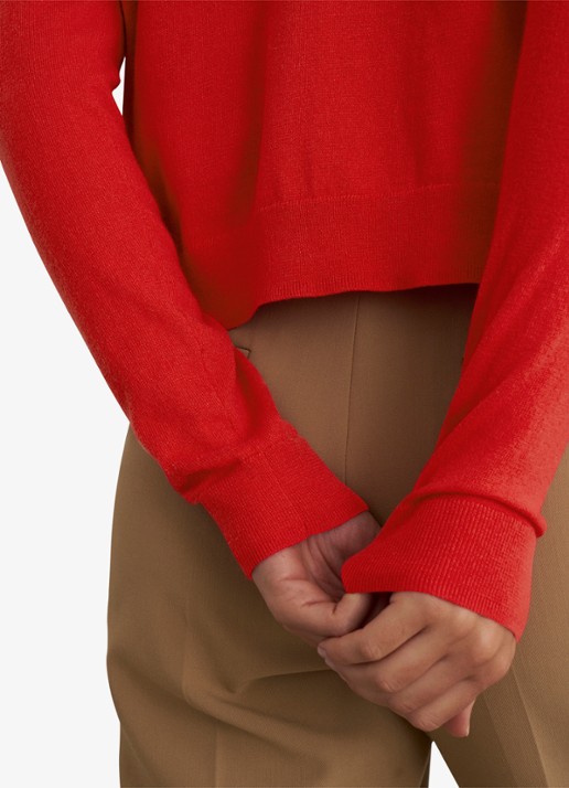 Hobbs Priya fijngebreid vest in merino wolbend - detail 4 rood