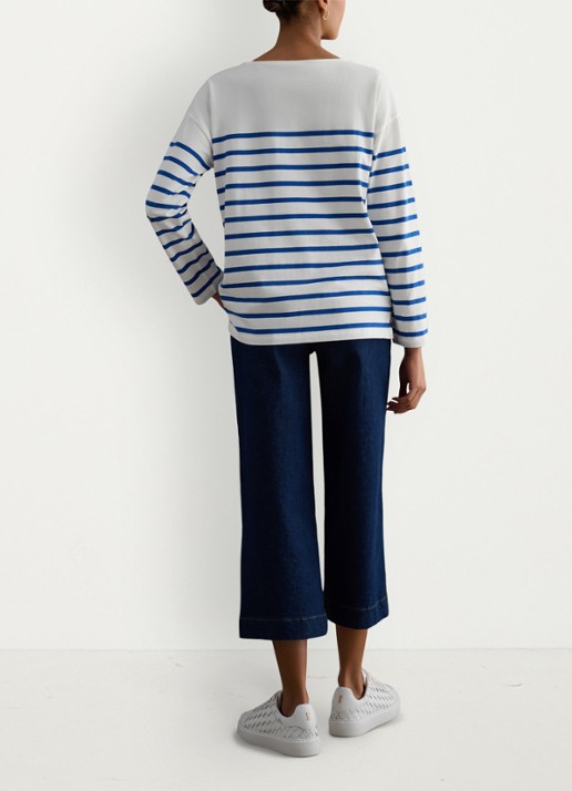 Hobbs Sian longsleeve met streepprint - achterkant 2 blauw