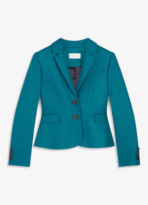 Hobbs Single-breasted blazer van wol - voorkant petrol