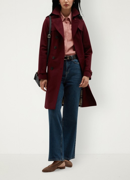 Hobbs Skylar double-breasted trenchcoat met strikceintuur - detail 3 bordeauxrood