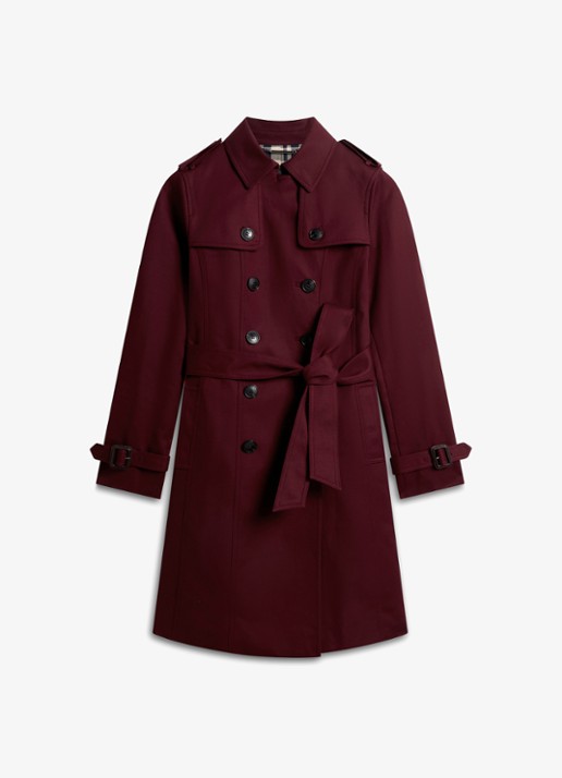 Hobbs Skylar double-breasted trenchcoat met strikceintuur - voorkant 7 bordeauxrood